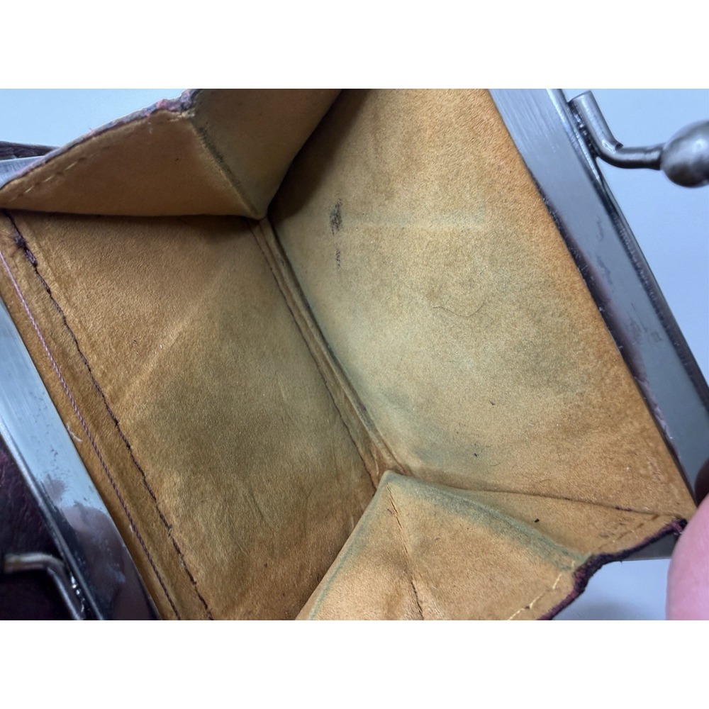 Patricia Nash Reiti Leather Wallet Kisslock Change Pocket Three Fold Burgundy - Picture 5 of 14
